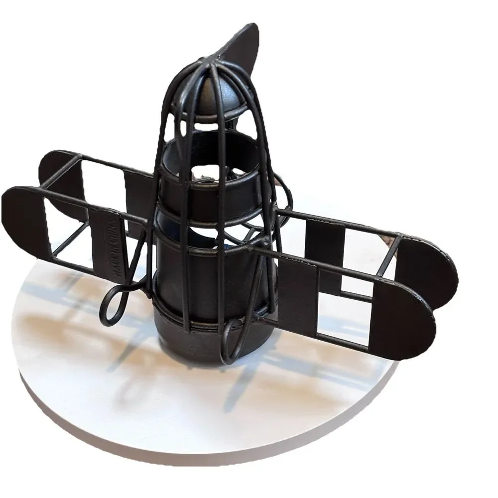 Timex Mini-Clock Plane Silver Desktop Pencil Holder Office Aviation Collectible
